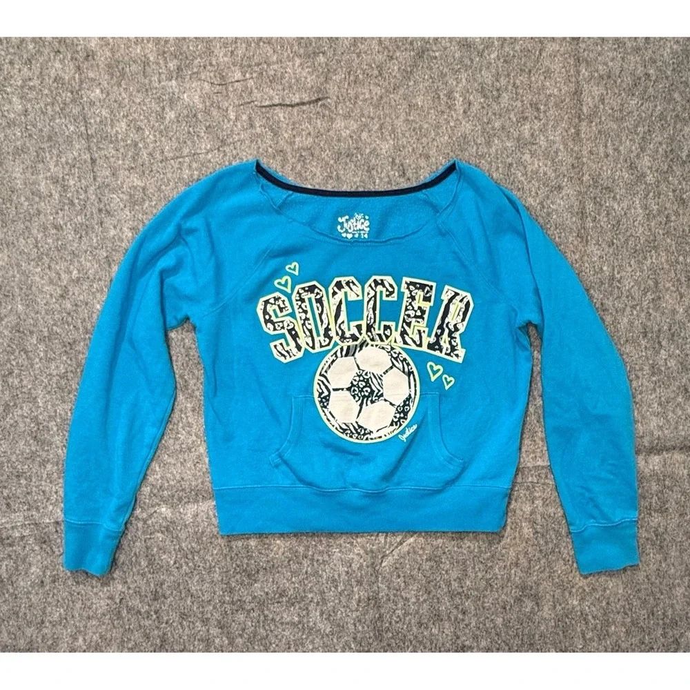 Cute Justice Soccer Long Sleeve Pull Over Size 14